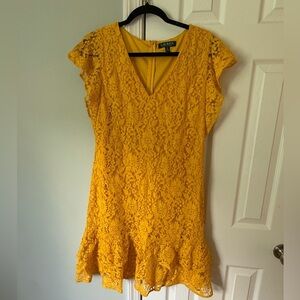 Lauren Ralph Lauren Women’s 10 Yellow Lace Shift Dress